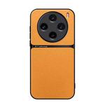 For vivo X100s Litchi Leather Magnetic Full Coverage Shockproof Phone Case(Yellow)