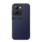 For vivo Y78 Litchi Leather Magnetic Full Coverage Shockproof Phone Case(Navy Blue)