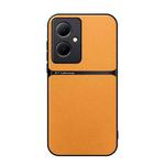 For vivo Y78+ Litchi Leather Magnetic Full Coverage Shockproof Phone Case(Yellow)