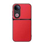 For vivo V50 Litchi Leather Magnetic Full Coverage Shockproof Phone Case(Red)