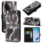 For Redmi K80 / K80 Pro Colored Drawing Pattern Plain Weave Leather Phone Case(Black And White Tiger)