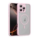 For iPhone 16 Pro Translucent Frosted MagSafe Phone Case with AI Button(Pink)