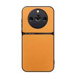 For Realme 11 Pro / Realme 11 Pro+ Litchi Leather Magnetic Full Coverage Shockproof Phone Case(Yellow)