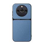 For Realme 11 Pro / Realme 11 Pro+ Litchi Leather Magnetic Full Coverage Shockproof Phone Case(Blue)