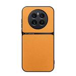 For Realme 12+ Litchi Leather Magnetic Full Coverage Shockproof Phone Case(Yellow)