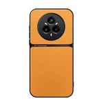 For Realme 14 Pro Litchi Leather Magnetic Full Coverage Shockproof Phone Case(Yellow)