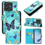 For Blackview Wave 8C Colored Drawing Pattern Plain Weave Leather Phone Case(Love Butterfly)