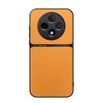 For OPPO A3 5G Litchi Leather Magnetic Full Coverage Shockproof Phone Case(Yellow)