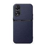 For OPPO A58 4G Litchi Leather Magnetic Full Coverage Shockproof Phone Case(Navy Blue)