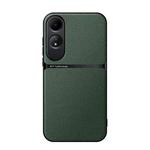 For OPPO A60 Litchi Leather Magnetic Full Coverage Shockproof Phone Case(Green)