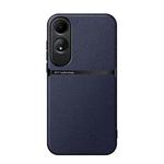 For OPPO A60 Litchi Leather Magnetic Full Coverage Shockproof Phone Case(Navy Blue)