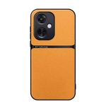 For OPPO K11 / OnePlus Nord CE3 Litchi Leather Magnetic Full Coverage Shockproof Phone Case(Yellow)