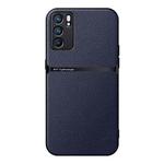 For OPPO Reno6 5G Litchi Leather Magnetic Full Coverage Shockproof Phone Case(Navy Blue)