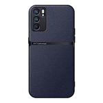 For OPPO Reno6 Pro 5G Litchi Leather Magnetic Full Coverage Shockproof Phone Case(Navy Blue)