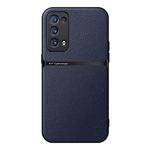 For OPPO Reno6 Pro+ 5G Litchi Leather Magnetic Full Coverage Shockproof Phone Case(Navy Blue)