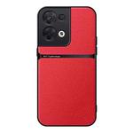 For OPPO Reno8 Litchi Leather Magnetic Full Coverage Shockproof Phone Case(Red)