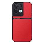 For OPPO Reno8 Pro Litchi Leather Magnetic Full Coverage Shockproof Phone Case(Red)