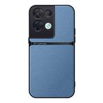 For OPPO Reno8 Pro Litchi Leather Magnetic Full Coverage Shockproof Phone Case(Blue)