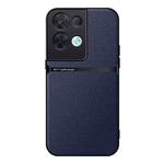 For OPPO Reno8 Pro Litchi Leather Magnetic Full Coverage Shockproof Phone Case(Navy Blue)