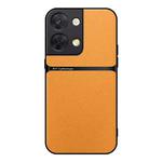 For OPPO Reno9 Pro+ Litchi Leather Magnetic Full Coverage Shockproof Phone Case(Yellow)