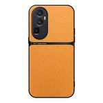 For OPPO Reno10 Pro+ Litchi Leather Magnetic Full Coverage Shockproof Phone Case(Yellow)