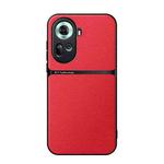For OPPO Reno11 Global Litchi Leather Magnetic Full Coverage Shockproof Phone Case(Red)