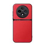 For OPPO Reno12 F 5G Litchi Leather Magnetic Full Coverage Shockproof Phone Case(Red)