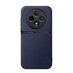 For OPPO Reno12 F 5G Litchi Leather Magnetic Full Coverage Shockproof Phone Case(Navy Blue)
