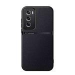 For OPPO Reno12 Global Litchi Leather Magnetic Full Coverage Shockproof Phone Case(Black)