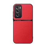 For OPPO Reno12 Global Litchi Leather Magnetic Full Coverage Shockproof Phone Case(Red)