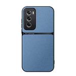 For OPPO Reno12 Global Litchi Leather Magnetic Full Coverage Shockproof Phone Case(Blue)