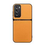 For OPPO Reno12 Pro Global Litchi Leather Magnetic Full Coverage Shockproof Phone Case(Yellow)