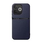 For OPPO  A5 Pro 5G Litchi Leather Magnetic Full Coverage Shockproof Phone Case(Navy Blue)