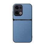 For OPPO Reno13 5G Global Litchi Leather Magnetic Full Coverage Shockproof Phone Case(Blue)