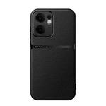 For OPPO Reno13 F 5G Litchi Leather Magnetic Full Coverage Shockproof Phone Case(Black)