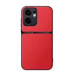 For OPPO Reno13 F 5G Litchi Leather Magnetic Full Coverage Shockproof Phone Case(Red)