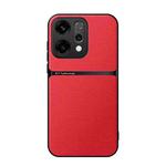 For OPPO  Reno14 Global Litchi Leather Magnetic Full Coverage Shockproof Phone Case(Red)