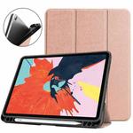 For iPad Air 2022 / 2020 10.9 Custer Texture TPU Horizontal Flip Leather Case with Sleep / Wake-up Function & Three-folding Holder & Pen Slot(Rose Gold)