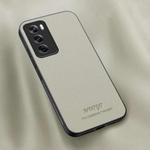 For OPPO Reno12 5G Global HUIYI Leather Magnetic Phone Case(White)