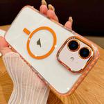 For iPhone 11 Transparent MagSafe Phone Case with Lens Film(Orange)