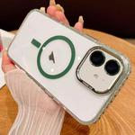 For iPhone 11 Transparent MagSafe Phone Case with Lens Film(Green)