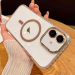 For iPhone 11 Transparent MagSafe Phone Case with Lens Film(Titanium Gold)