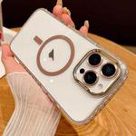 For iPhone 11 Pro Transparent MagSafe Phone Case with Lens Film(Titanium Gold)