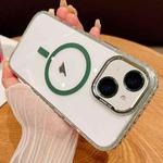 For iPhone 13 Transparent MagSafe Phone Case with Lens Film(Green)