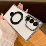 For Samsung Galaxy S24 5G Transparent MagSafe Holder Phone Case with Lens Film(Black)