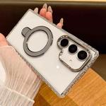 For Samsung Galaxy S24 5G Transparent MagSafe Holder Phone Case with Lens Film(Grey)