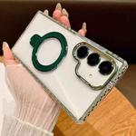For Samsung Galaxy S24+ 5G Transparent MagSafe Holder Phone Case with Lens Film(Green)