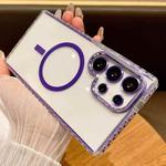 For Samsung Galaxy S22 Ultra 5G Transparent MagSafe Phone Case with Lens Film(Purple)