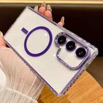 For Samsung Galaxy S24+ 5G Transparent MagSafe Phone Case with Lens Film(Purple)