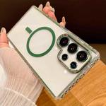 For Samsung Galaxy S24 Ultra 5G Transparent MagSafe Phone Case with Lens Film(Green)